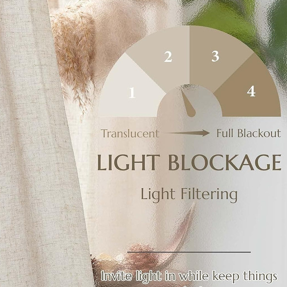 Linen Beige Curtains Panels Drapes, Each 50"W x 90"L, Light Filtering, 2 Panels - Picture 3 of 11